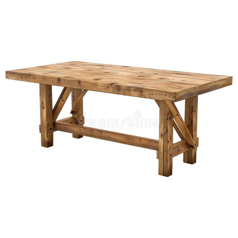 3D Rendering of a Empty Wooden Table on Transparent Background - Ai Generated.