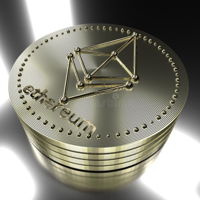 3D rendering. Ethereum cryptocurrency concept. Ethereum coin. Cryptocurrency concept. Glossy background.