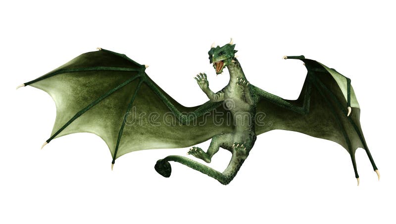 3D Rendering Fairy Tale Dragon on White