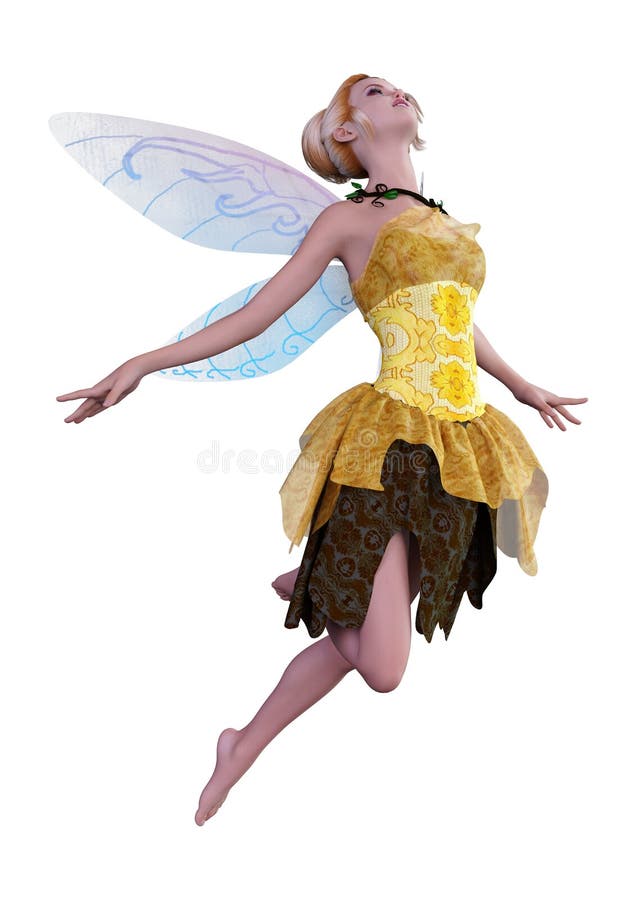 3D Rendering Fantasy Fairy on White royalty free illustration