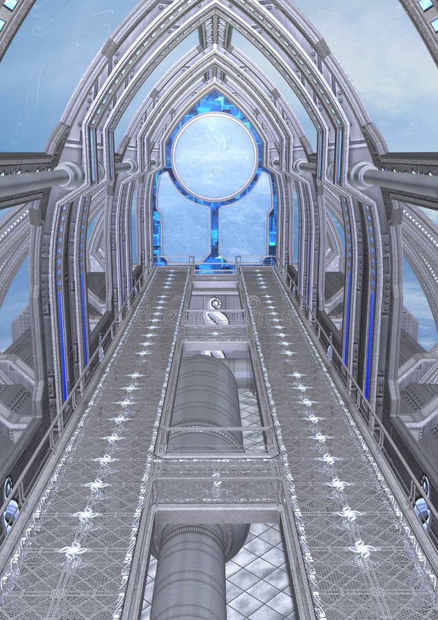 3D Rendering Fantasy Spaceship vector illustration