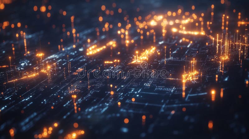 A 3D rendering of a financial business technology hologram concept featuring a document, graph, chart, report, statistic stock illustration