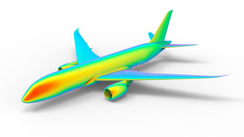 3D rendering - finite element analysis of an airplane vector illustration