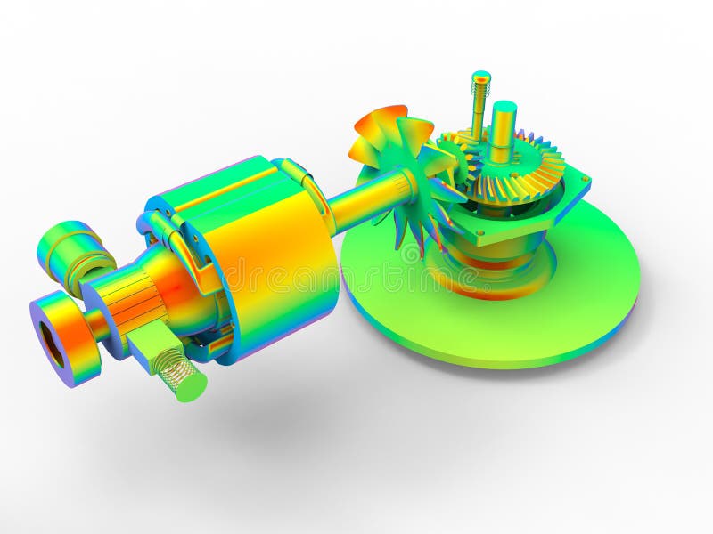 3D rendering - finite element analysis mechanism stock illustration