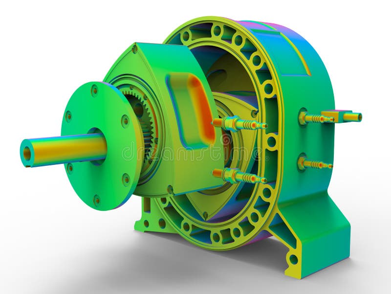 3D rendering - finite element engine shaft vector illustration.