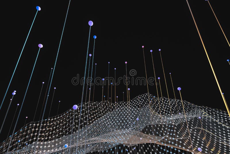 3d rendering, flow dot with gradient background vector illustration