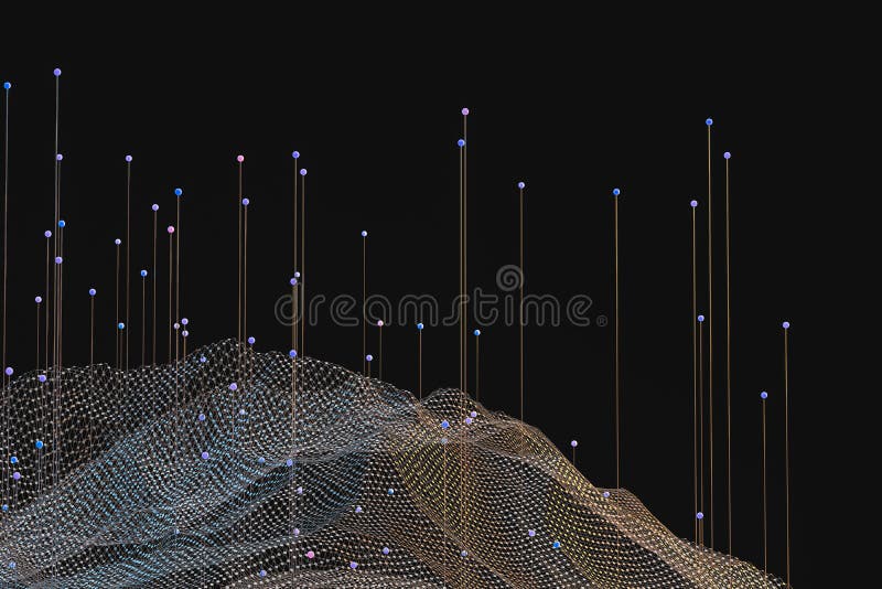 3d rendering, flow dot with gradient background vector illustration