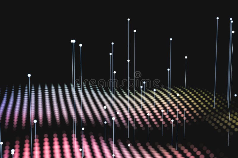3d rendering, flow dot with gradient background stock illustration