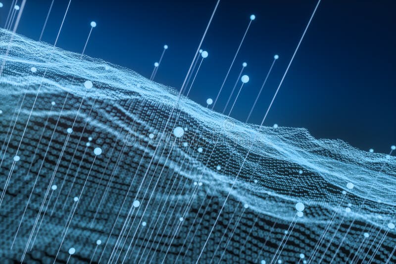 3d rendering, flow dot with gradient background stock illustration