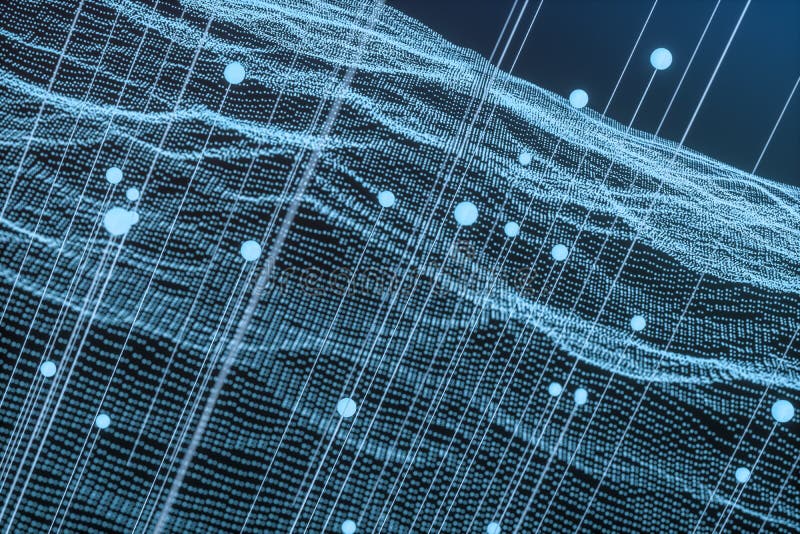 3d rendering, flow dot with gradient background vector illustration