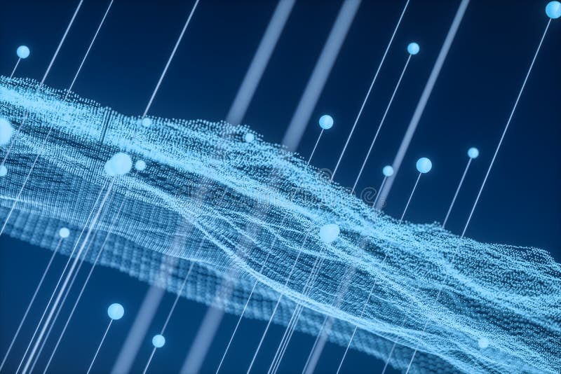 3d rendering, flow dot with gradient background stock illustration