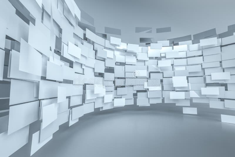 3d rendering, flow square paper, creative background vector illustration