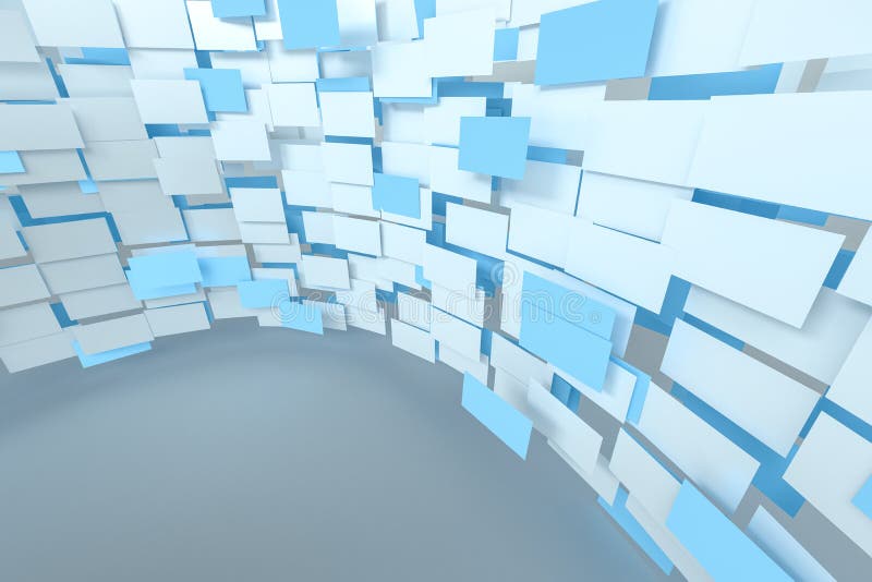 3d rendering, flow square paper, creative background stock illustration