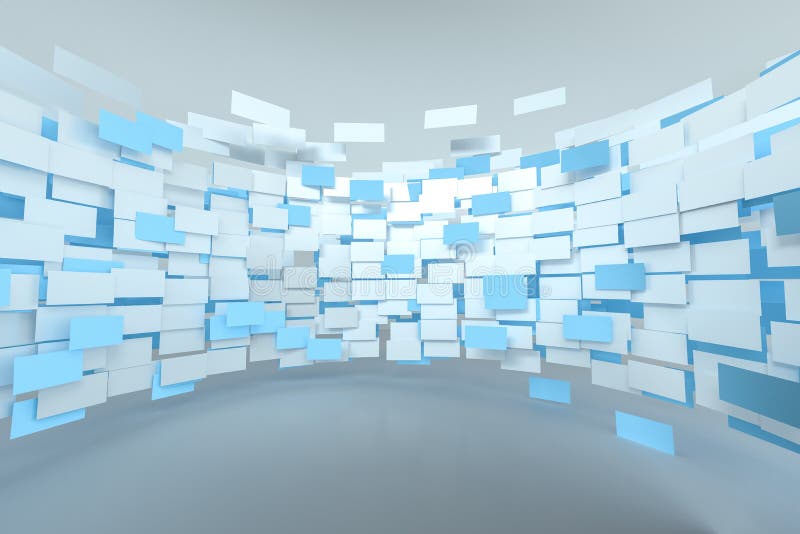 3d rendering, flow square paper, creative background stock illustration