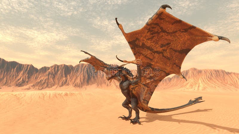 3D rendering of Flying Dragon stock illustration