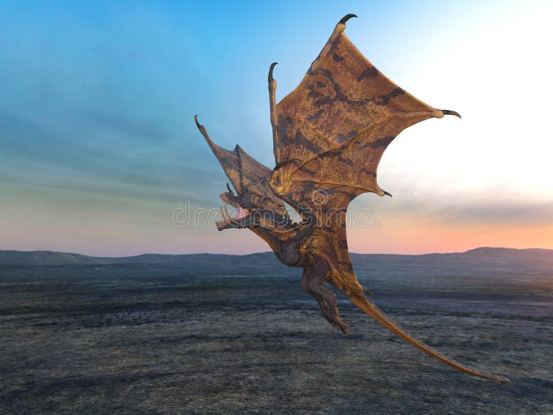 3D rendering of Flying Dragon royalty free illustration