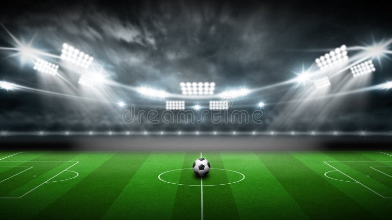 3d Rendering Football Stadium Background, Have a Soccer Ball in the Middle  Stock Illustration - Illustration of rendering, champion: 251195711