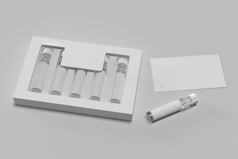 3D Rendering of a Fragrance Sample Box Mockup with Space for Design