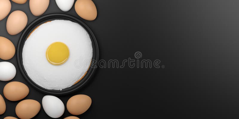 Sunny side up. fried eggs in a pan. 3d rendering 18749185 PNG