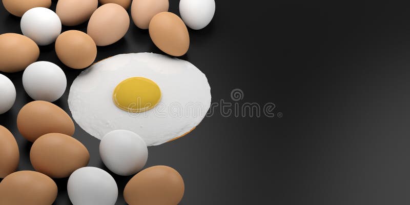 Sunny side up. fried eggs in a pan. 3d rendering 18749185 PNG