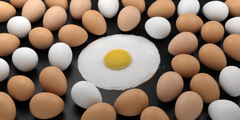 Sunny side up. fried eggs in a pan. 3d rendering 18749185 PNG