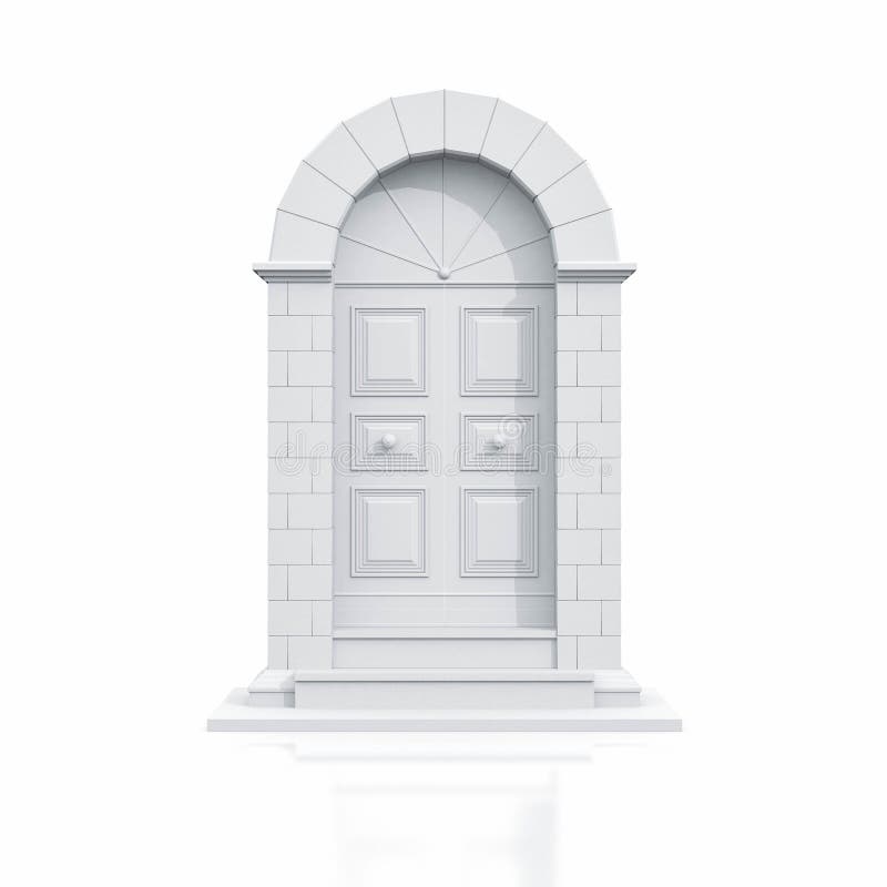 3d rendering of front view close door in white background. success concept