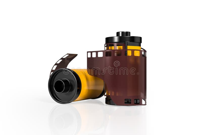 3d Rendering Front View of Yellow Film Camera Rolls on Stock Illustration Illustration of