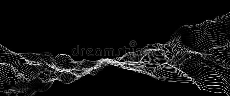 3D rendering future abstract digital particles background, Wave of particles pattern.