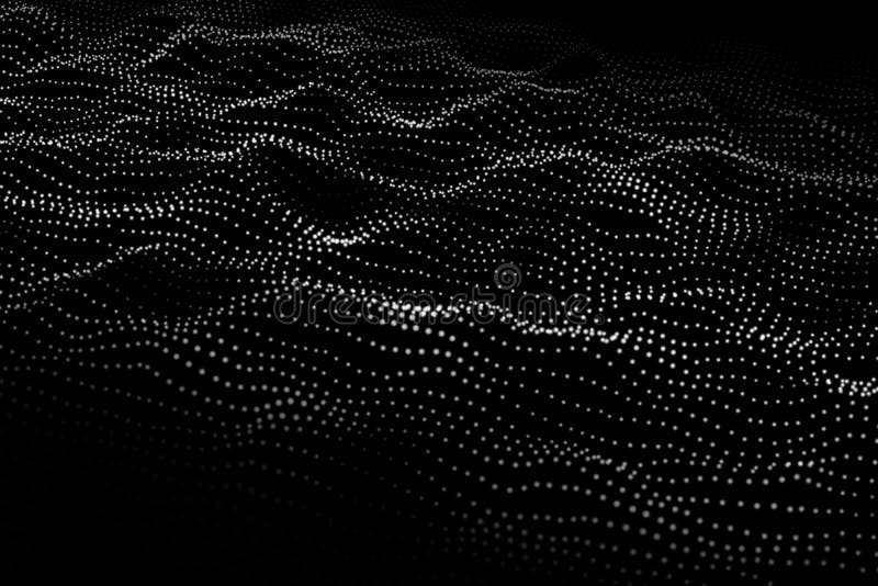 3D rendering future abstract digital white particles background stock illustration