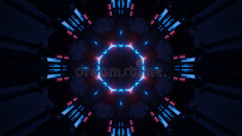 3d rendering futuristic illustration with blue and pink glowing neon lights vector illustration