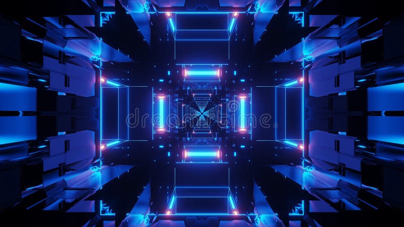 3d rendering futuristic illustration with blue and pink glowing neon lights royalty free illustration