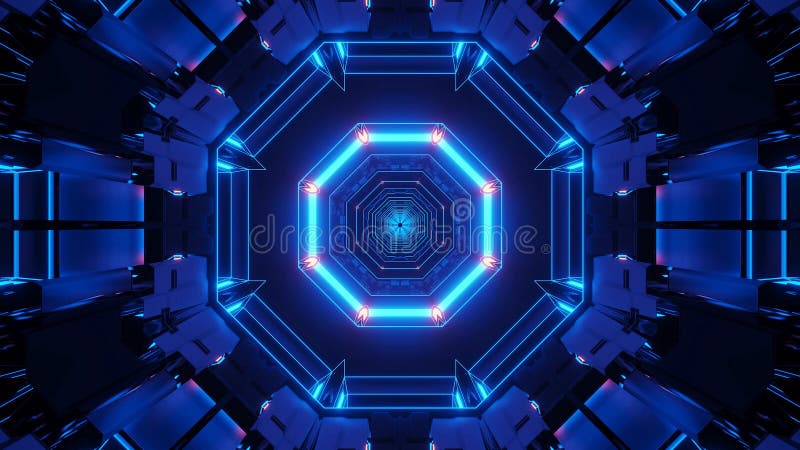 3d rendering futuristic illustration with blue and pink glowing neon lights royalty free illustration