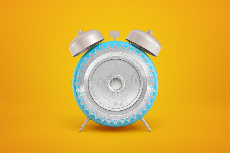 3d rendering of gear wheel in blue alarm clock on yellow background royalty free stock image 3d rendering of gear wheel in blue alarm clock on yellow background royalty free stock image