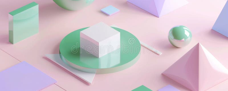 3d redarea formelor geometrice cu culori pastel și finisaj lucios royalty free illustration