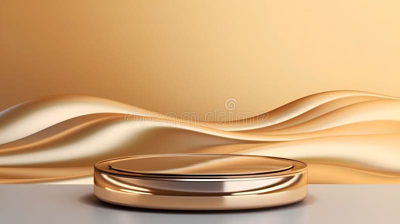 3d rendering of golden podium for product presentation. Abstract golden background. vector illustration