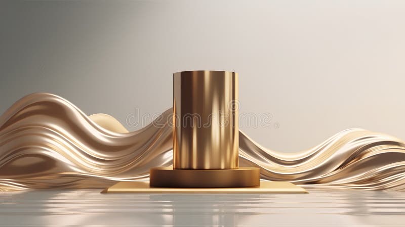 3d rendering of golden podium for product presentation. Abstract background. royalty free illustration