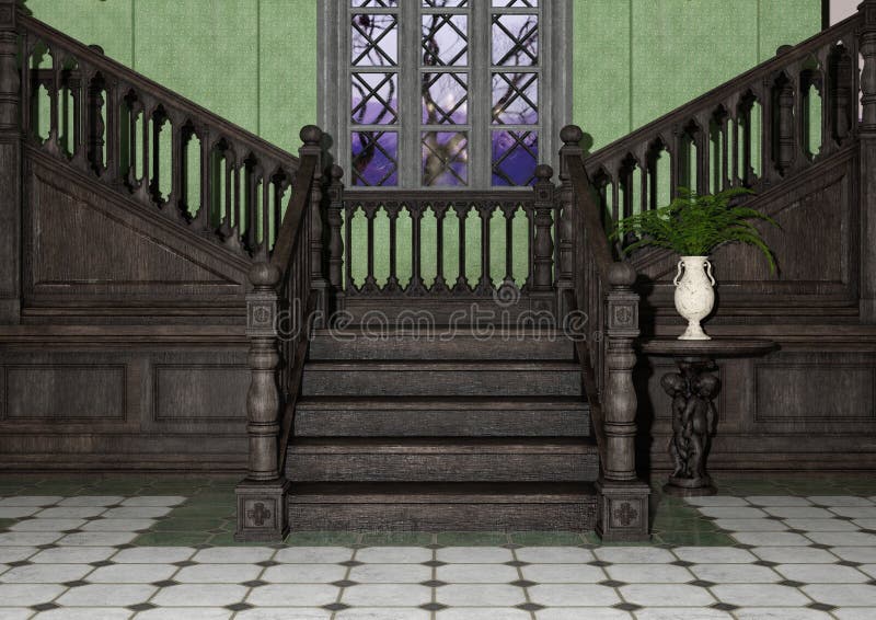 3D Rendering Gothic Entrance stock illustration