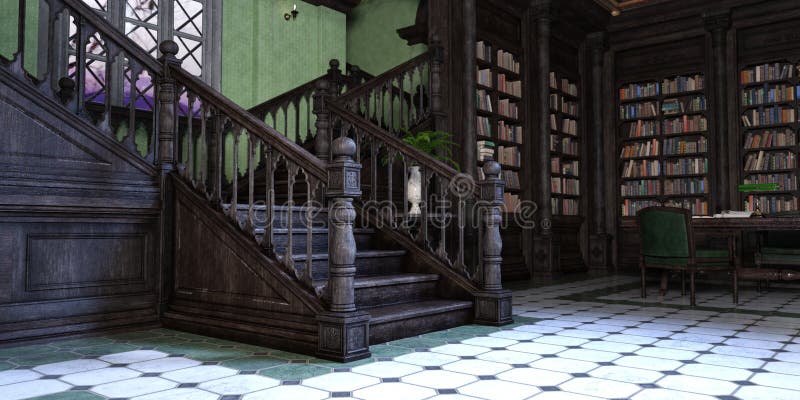 3D Rendering Gothic Library royalty free illustration