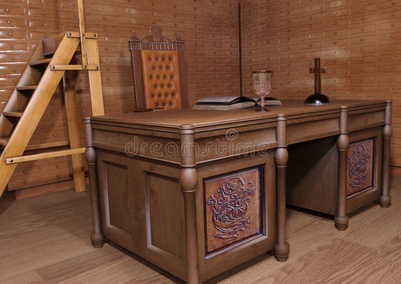 3D Rendering Gothic Library stock illustration