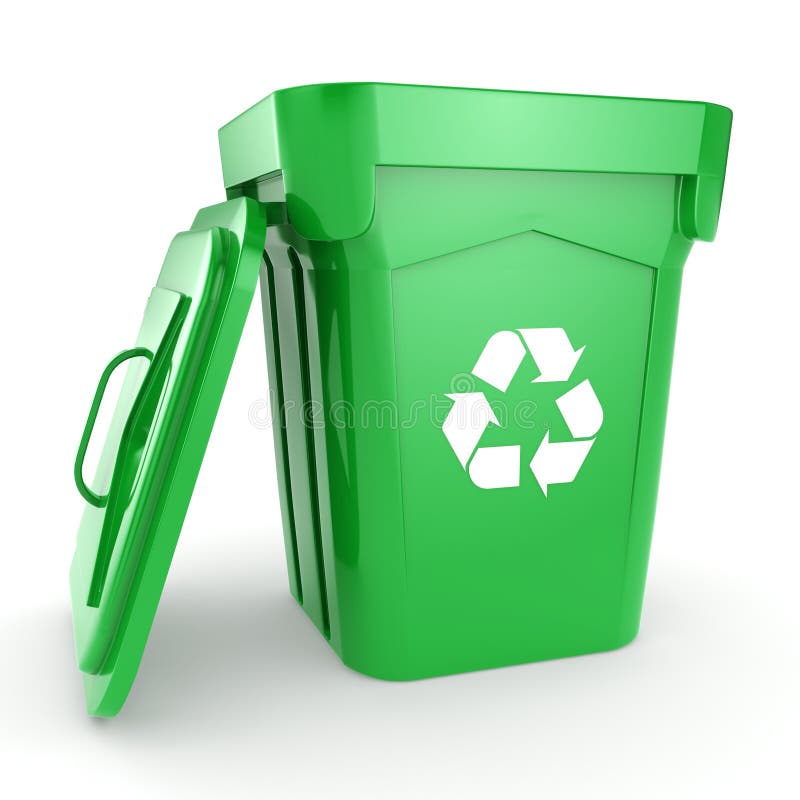 3D rendering Green recycling Bin