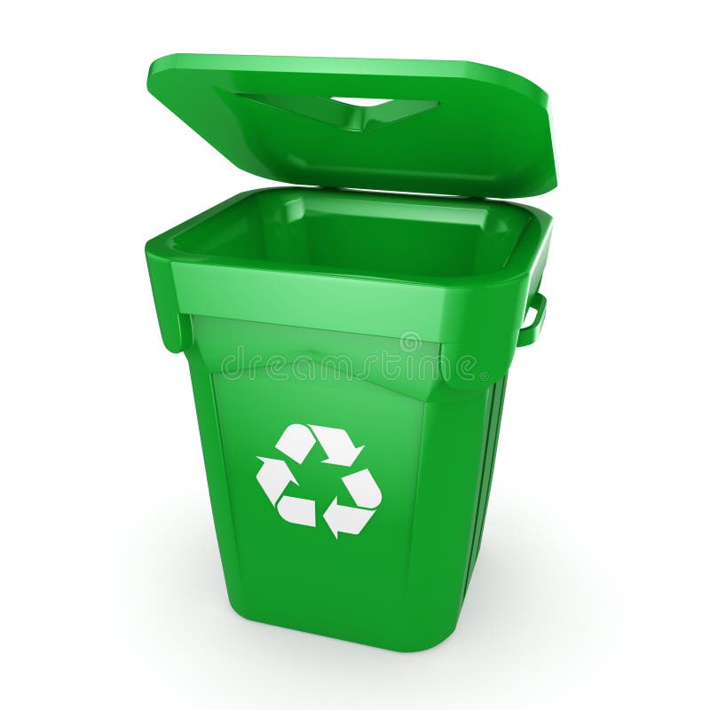 3D rendering Green recycling Bin