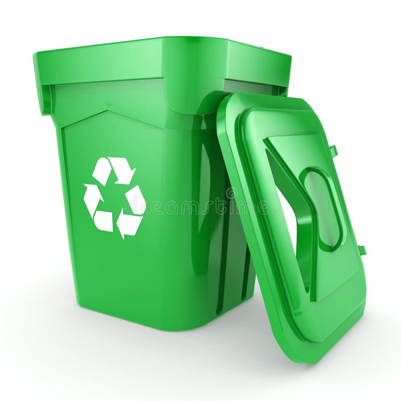 3D Rendering Green Recycling Bin Stock Illustration Illustration of