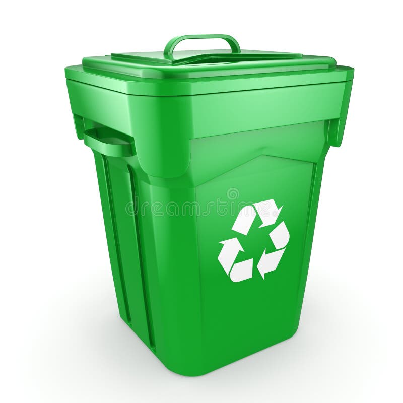 3D Rendering Green Recycling Bin Stock Illustration Illustration of