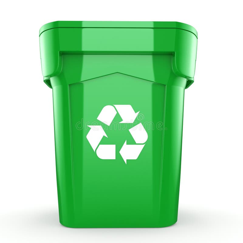 3D rendering Green recycling Bin