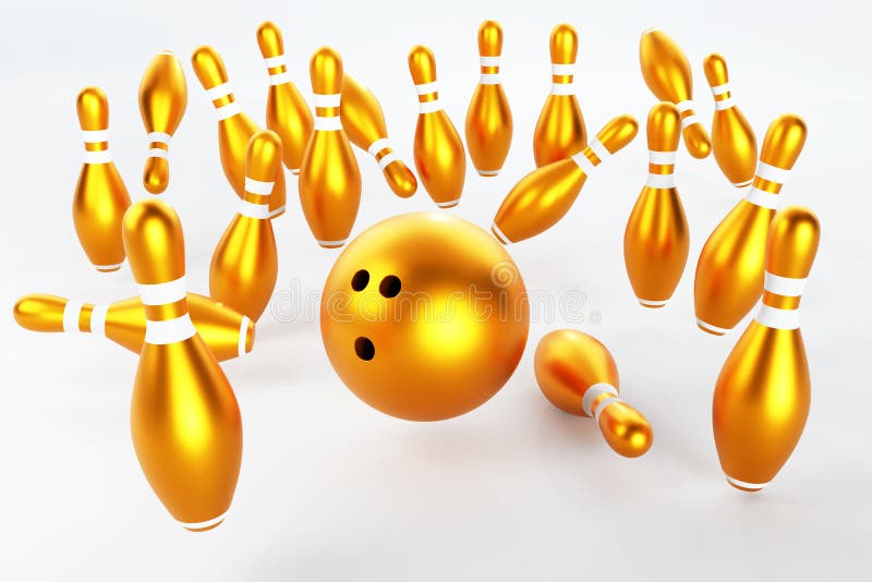 Gold bowling trophy stock illustration. Illustration of isolated