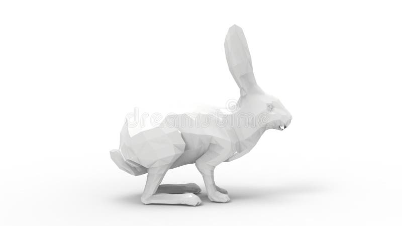 3d rendering of a hare rabbit isolated in white background vector illustration