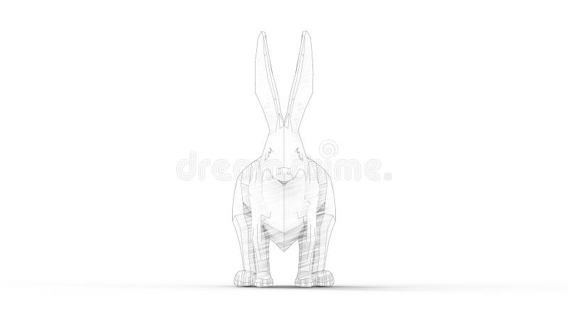 3d rendering of a hare rabbit isolated in white background vector illustration