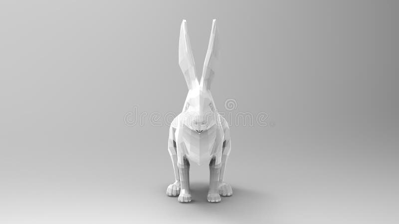 3d rendering of a hare rabbit isolated in white studio background