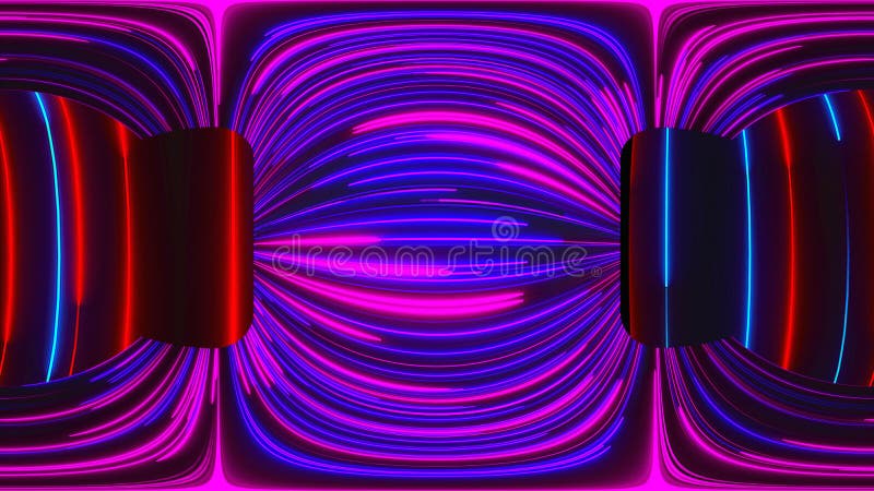 3d rendering of HDRI Cart background. Computer generated abstract composition of colored neon lines