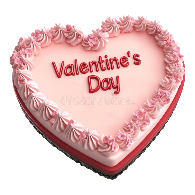 A 3D rendering of a heartshaped cake with the title Valentines Day isolated on a transparent background featuring a royalty free illustration